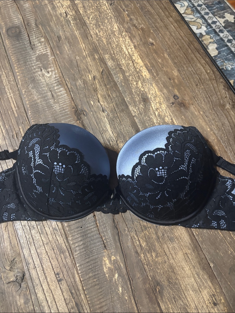 Tara Lynn by Torrid Black Lace-Overlay Satin Push-Up Bra 40D
